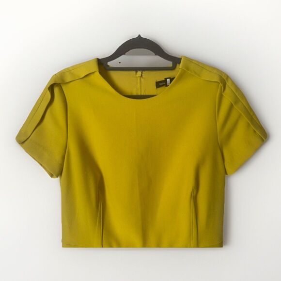 Banana Republic Flounce Dress Yellow SIZE 4 Fit And Flare - Picture 3 of 8